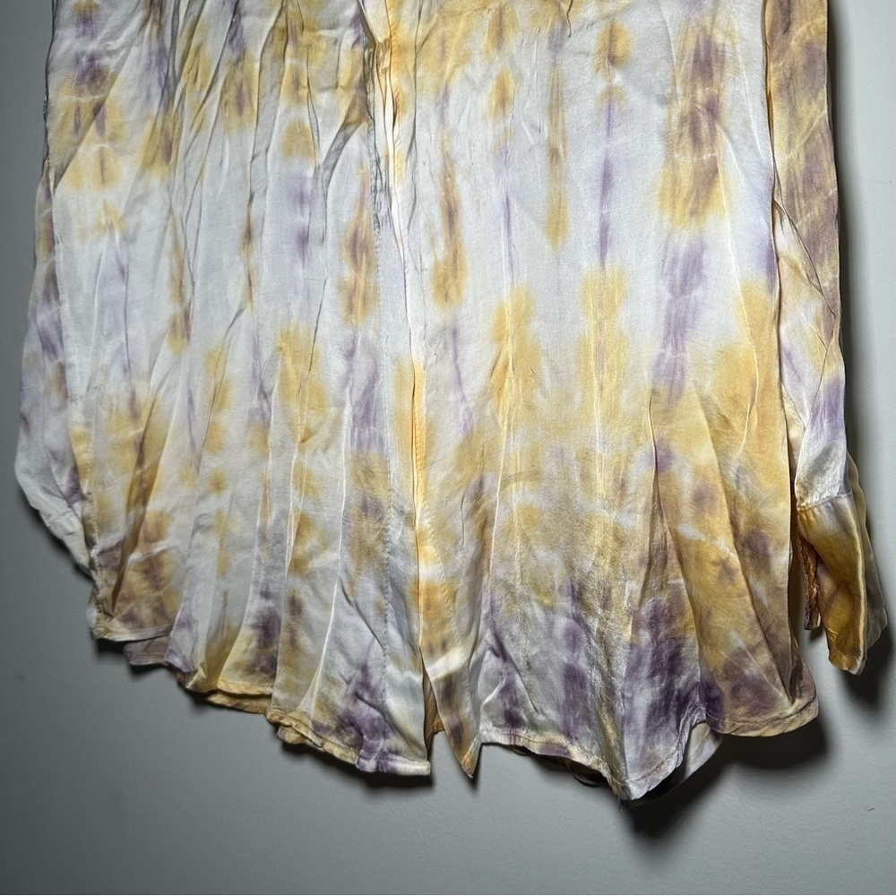 Young Fabulous & Broke Boho Yellow and Purple Tie Dye Button Down Shirt Size XS - Picture 9 of 16
